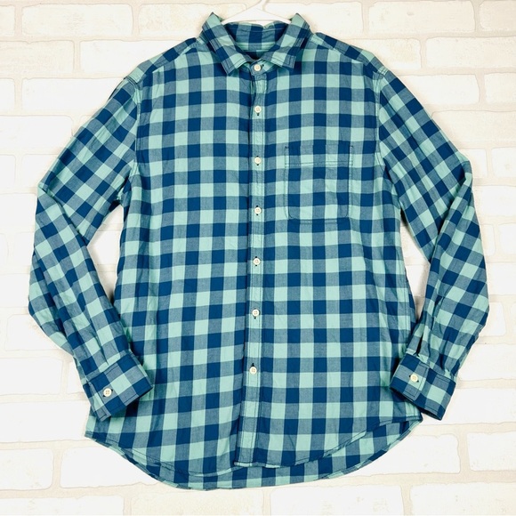 AMERICAN EAGLE MEN BLUE SLIM FIT EVERYDAY BUTTON-UP SHIRT, Super Soft Size Med - Picture 2 of 12